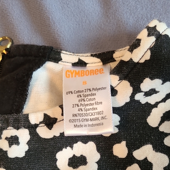 Gymboree Girls Size 8 Floral Black & White Dress EUC Cute Bow On Back Top Zipper - Picture 3 of 9